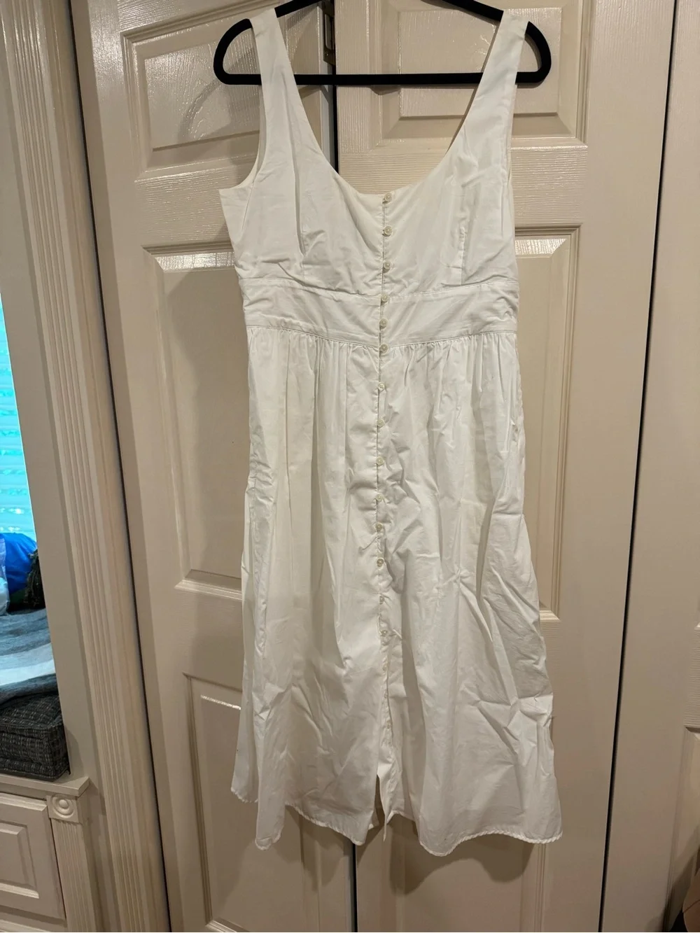 J. Crew White Midi Summer Dress with Front Buttons